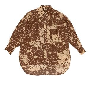 Samet Talia shirt brown dot flowers Ilana kohn m medium cotton button down top